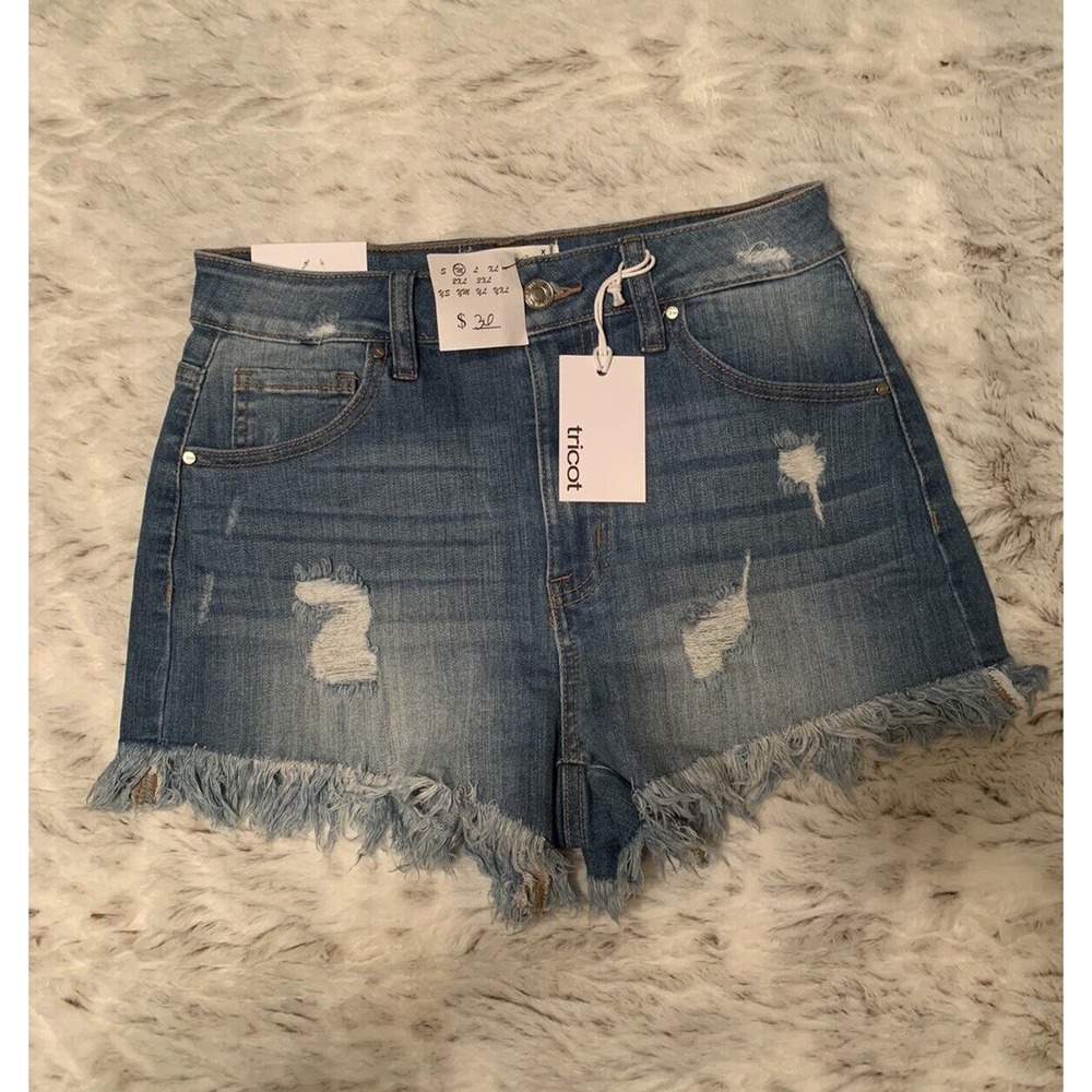 Tricot Jean Boutique Shorts Distressed NWT Size Medium High Rise